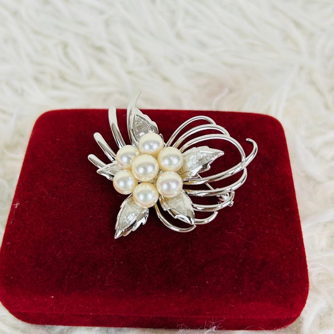 ✨美品✨ ミキモト 真珠 パール ブローチ シルバー フォーマル 7粒