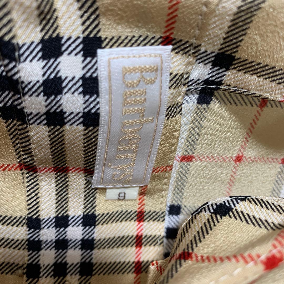 【美品　シルク100%】バーバリー　ノーカラー長袖シャツ　ノバチェック　ベージュ