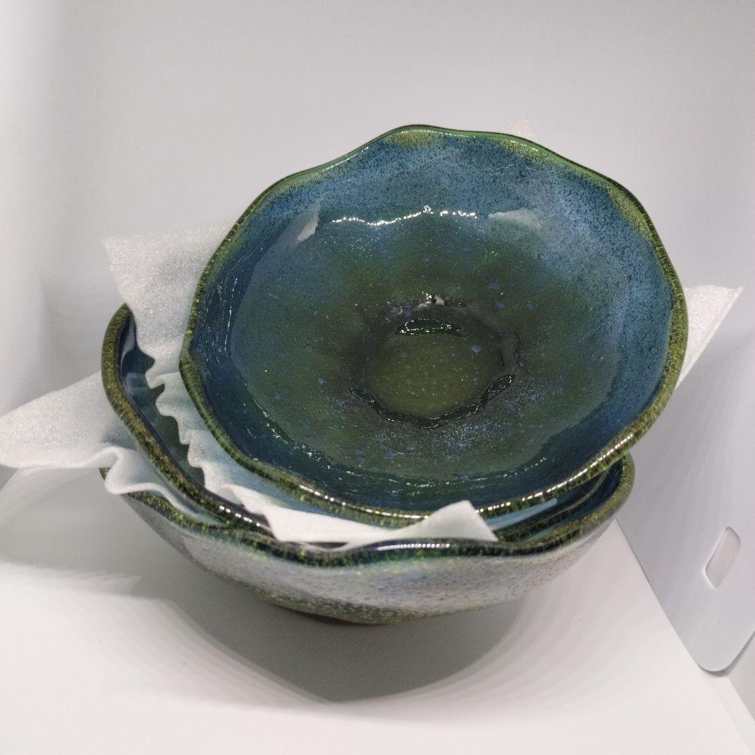 稲嶺盛吉さんの波型ガラス皿3点セット