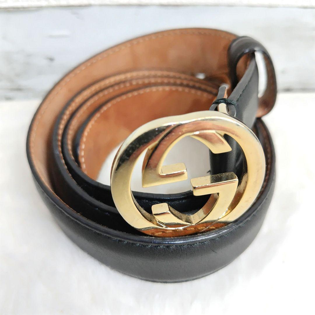 ✨美品✨ GUCCIベルト インターロッキング ブラック  レディース