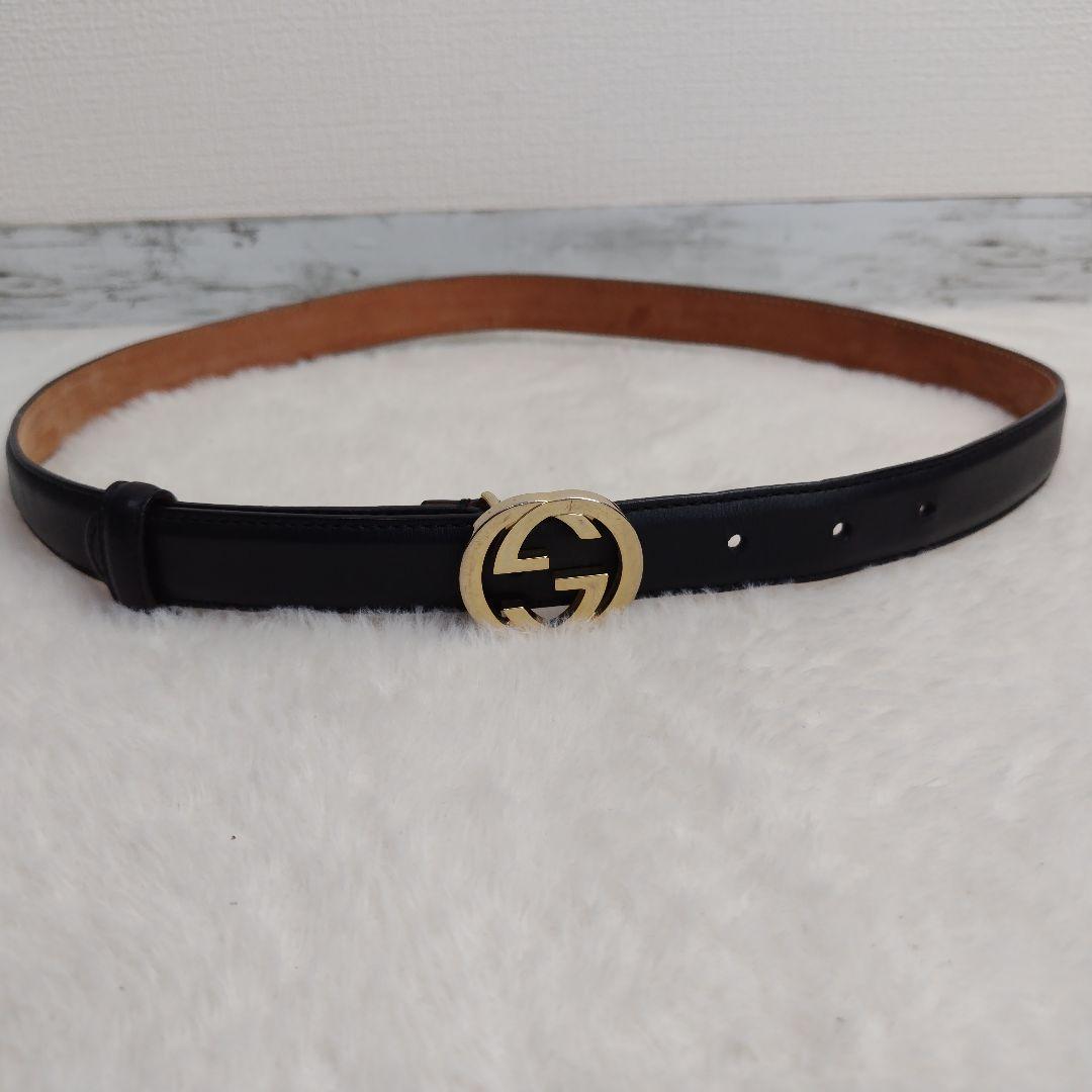 ✨美品✨ GUCCIベルト インターロッキング ブラック  レディース
