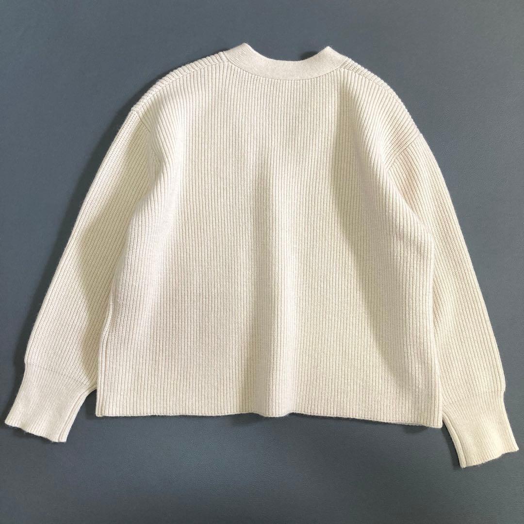 美品 SOÉJU ラクーン混Vネックニットカーディガン アイボリー M