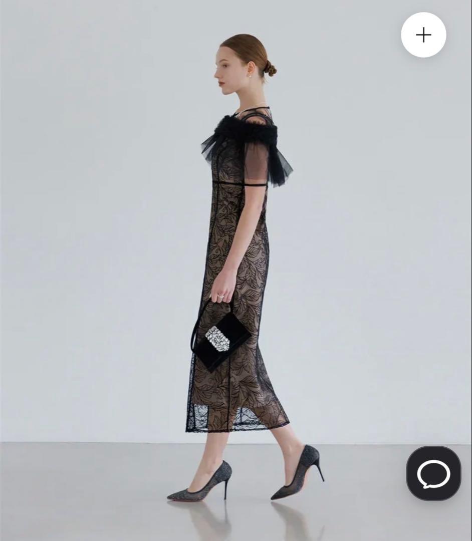 LEJA3WAYフラワーチュールアシンメトリーラインドレスワンピース2点セット