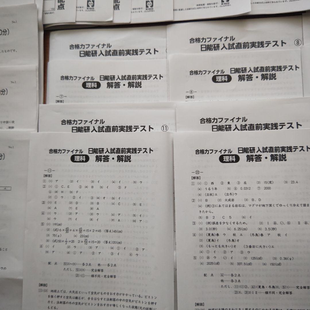 日能研６年生合格力ファイナル入試直前実践テスト2024年度