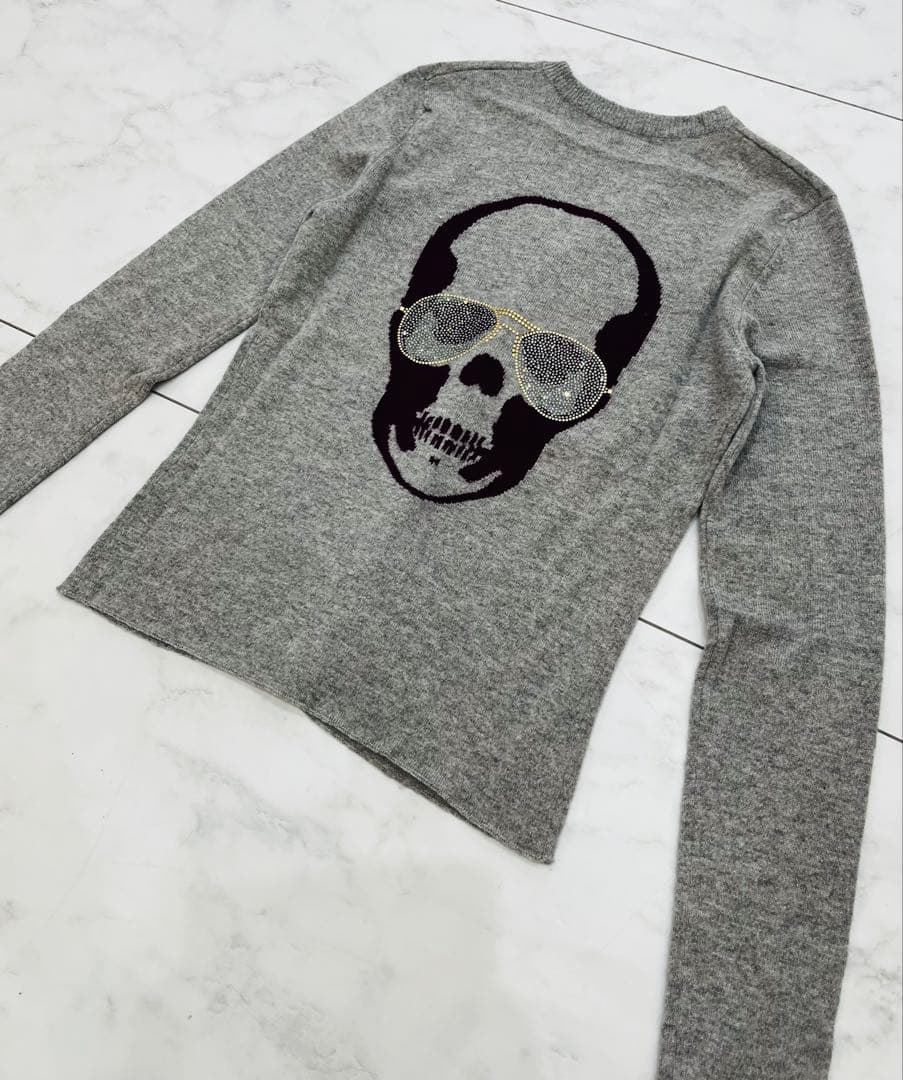 極美品 ルシアンペラフィネ スカル バックデザイン キラキラ カーディガン