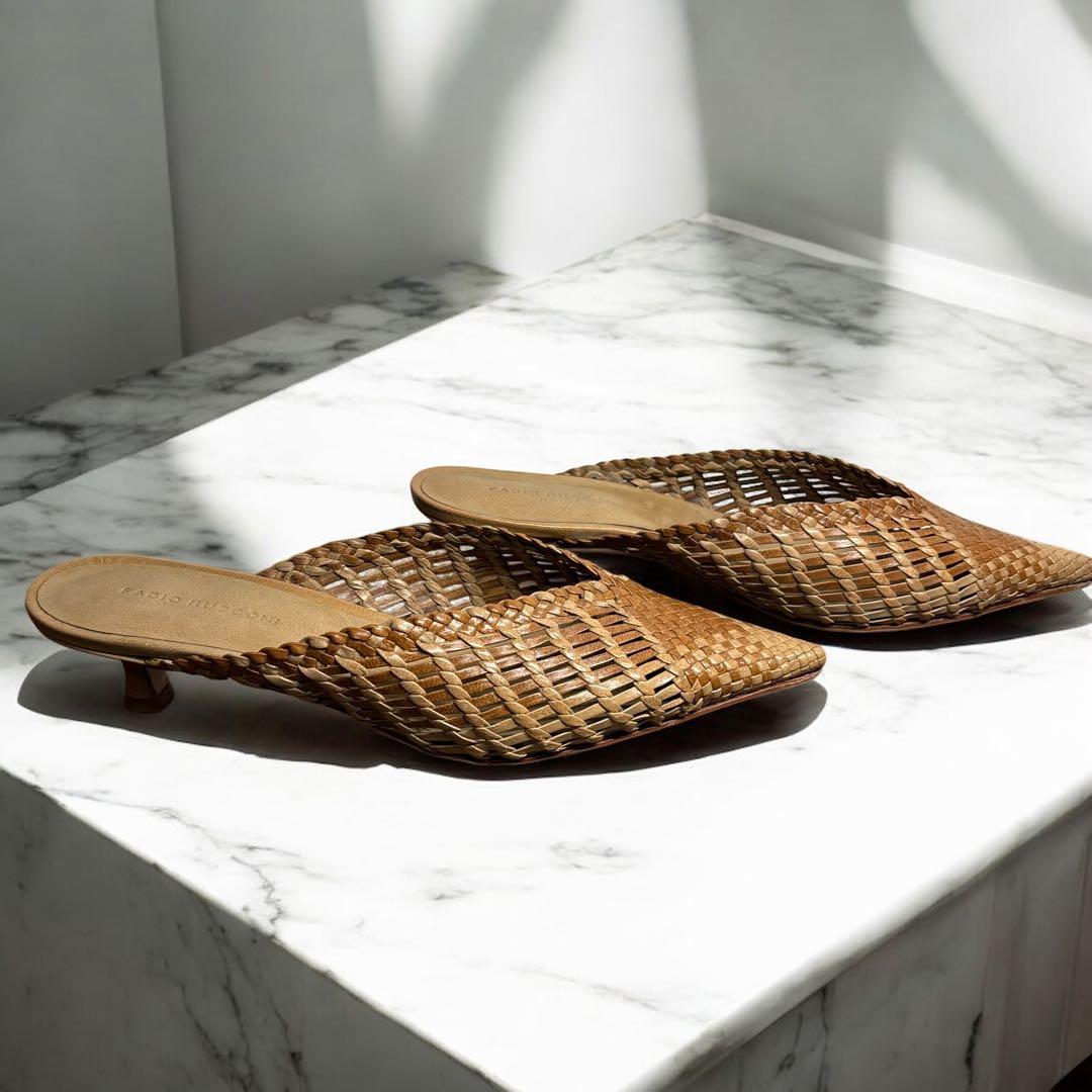 美品　FABIO RUSCONI ミュール　メッシュ　ブラウン