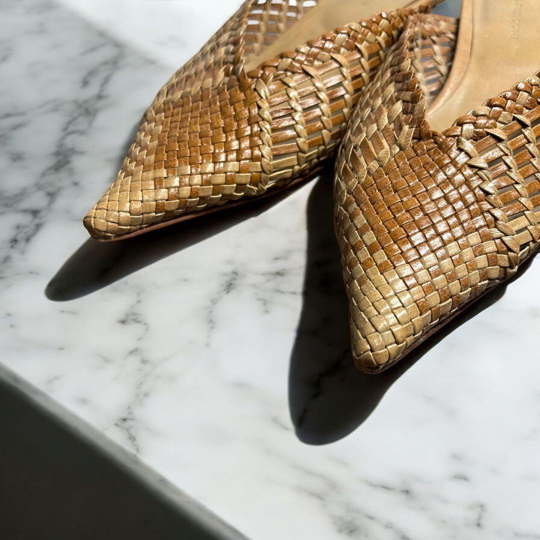 美品　FABIO RUSCONI ミュール　メッシュ　ブラウン