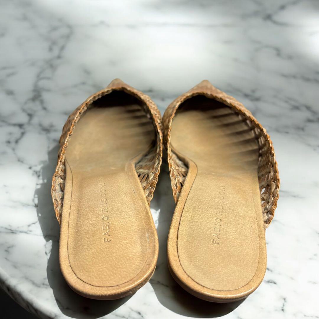 美品　FABIO RUSCONI ミュール　メッシュ　ブラウン