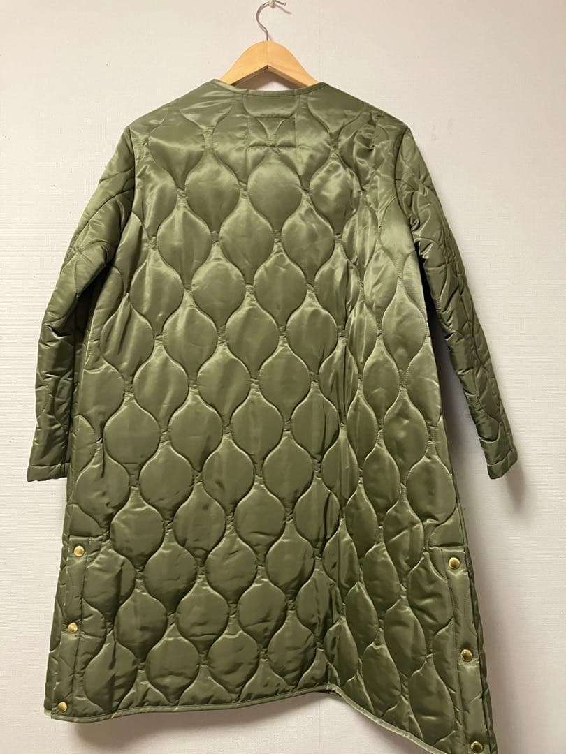 M*O様 トラドィショナルウェザーウェアノーカラーロングジャケット カーキ36サ