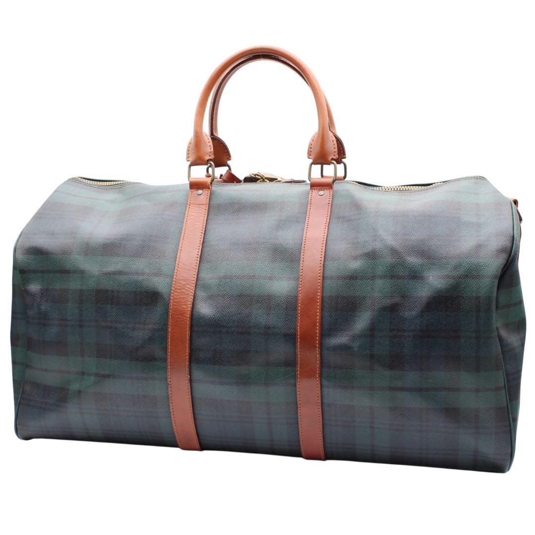 【美品】PoloRalphLauren タータンチェック ボストンバッグ PVC
