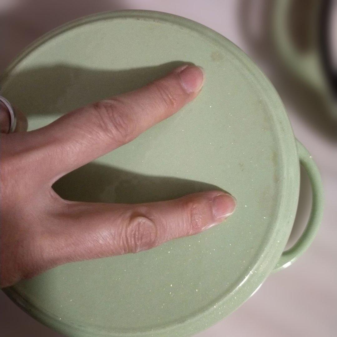 美品☆VERMICULAR 両手鍋 ライトグリーン 18cm☆トリベット付き