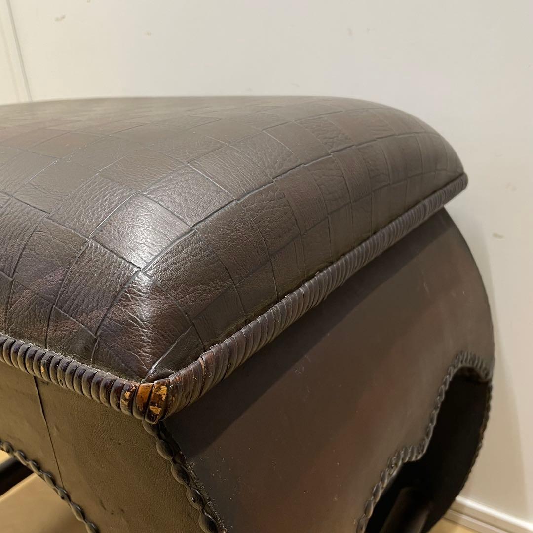 アンティーク調 スツール オットマン 鋲打ち レザー 椅子 イス 英国スタイル