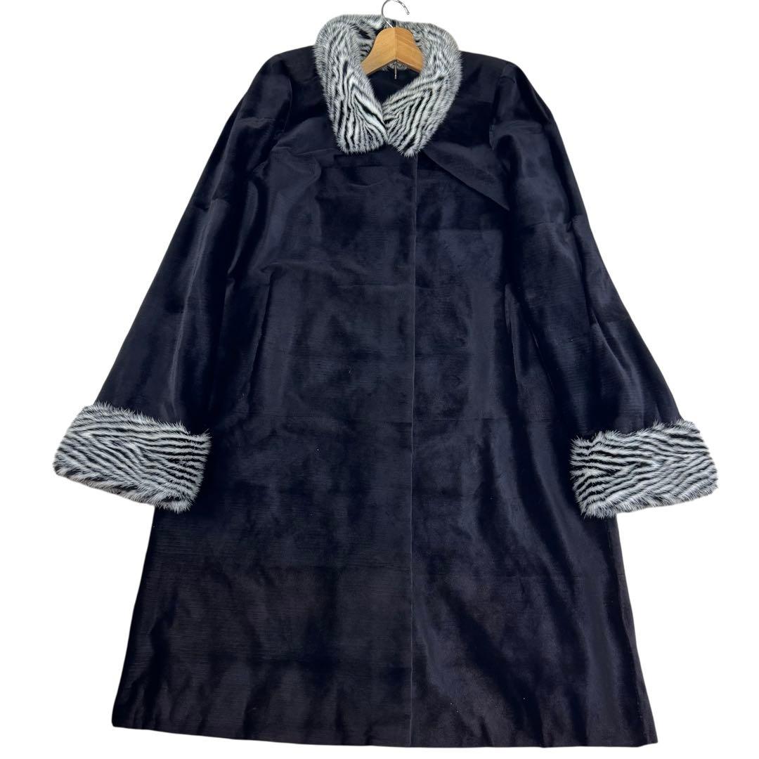 総丈112cm ミンク シェアード 染め ファーコート 本毛皮 なめし柔らか