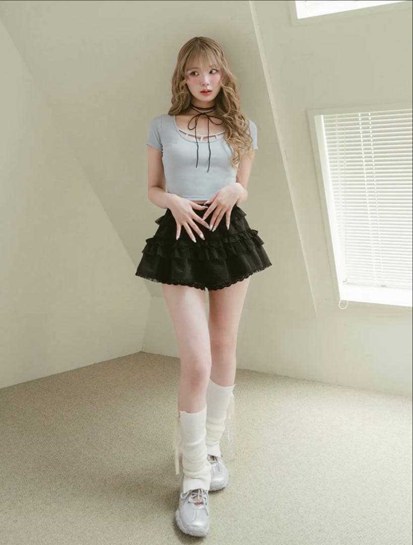 新品未開封　Darich ダーリッチ　ミックスフリルミニスカート　ブラック