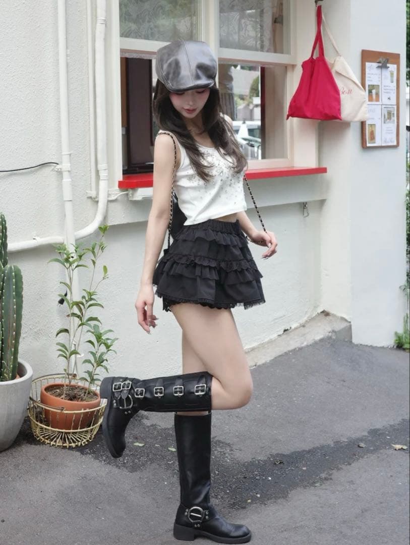 新品未開封　Darich ダーリッチ　ミックスフリルミニスカート　ブラック