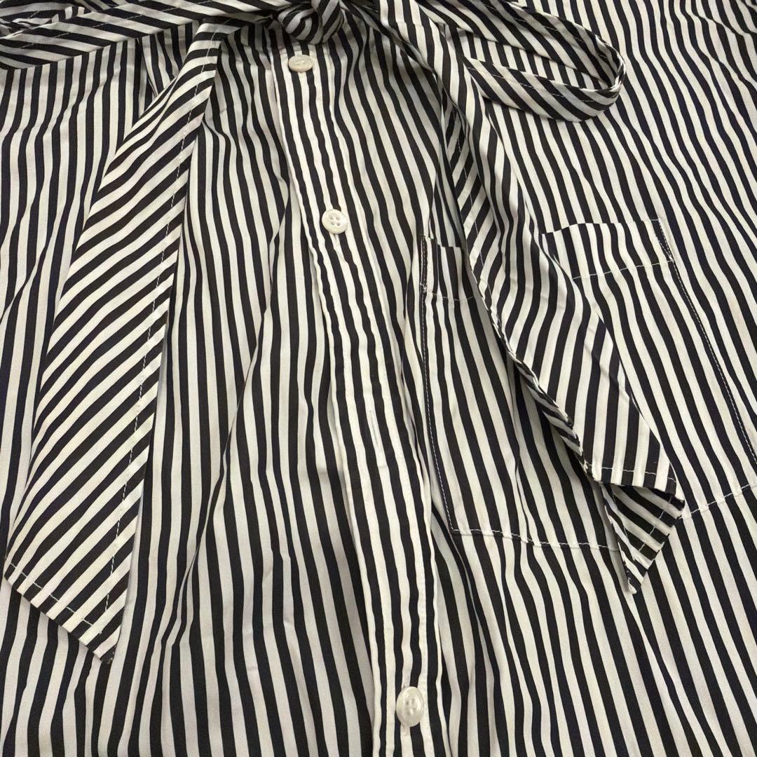 BALENCIAGA ストライプ リボン付きシャツ
