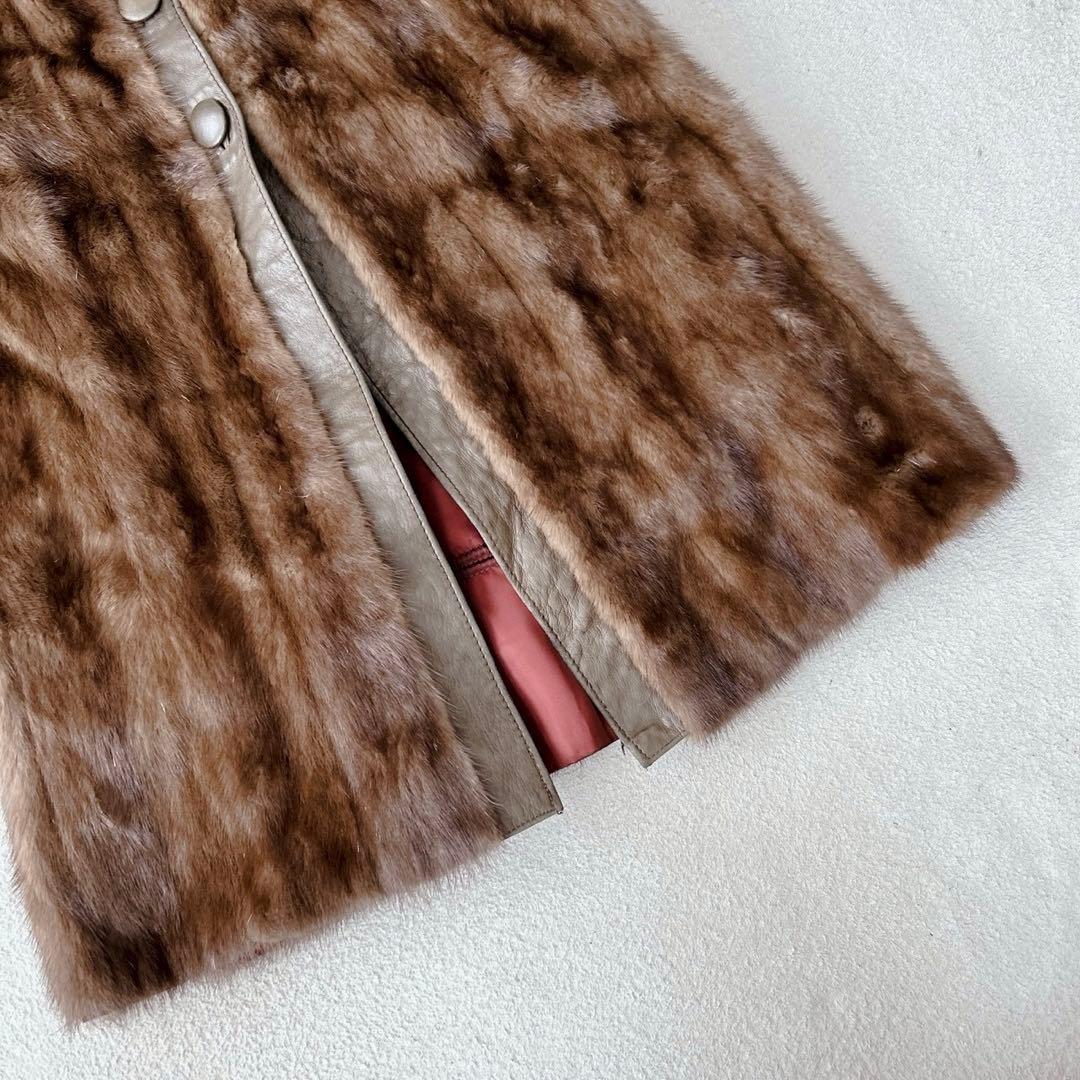 希少✨デミバフミンク　ラムレザー　ロングコート　リアルファー　マキシ丈　ベルト