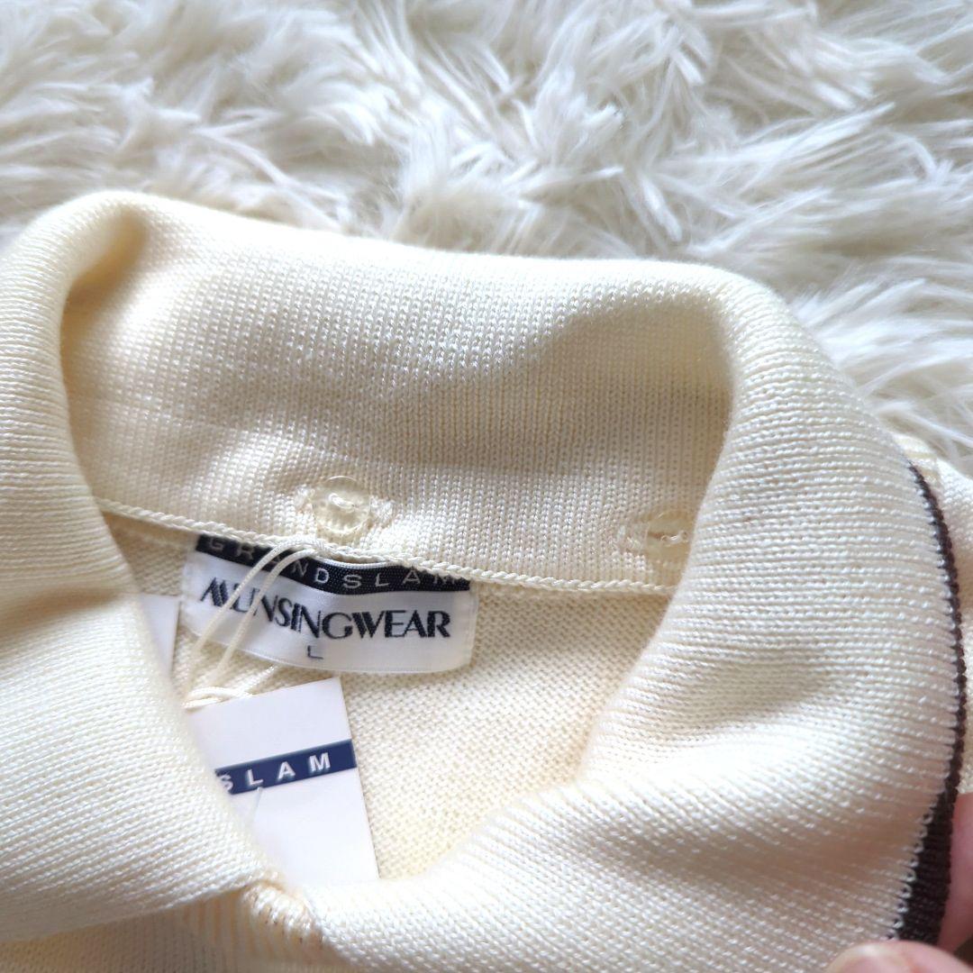 新品☆マンシングウェア　ゴルフ　ニット　24000円　襟が外せる　キリン刺繍　L