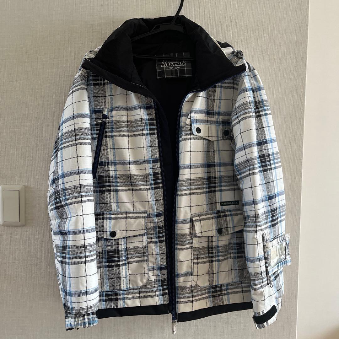 スキー/スノーボードウェア ホワイト/ブルー チェック柄