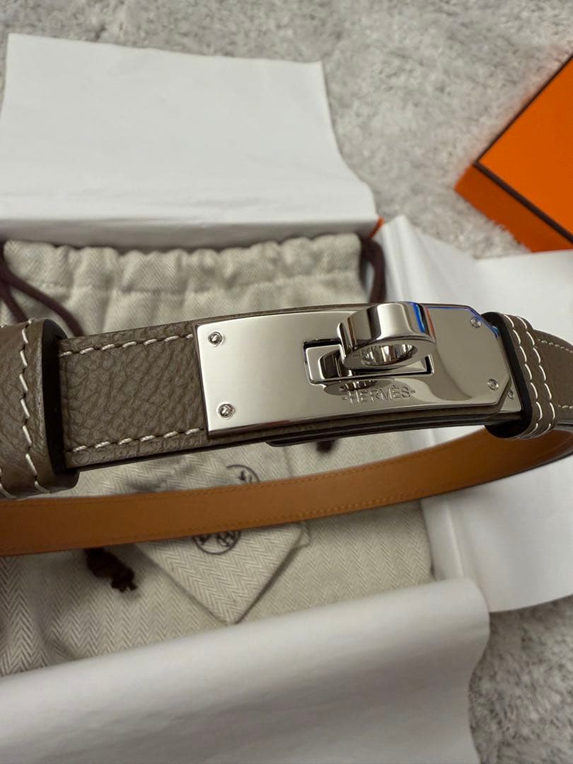 値下げ★HERMES ケリーベルト エトゥープ　シルバー金具