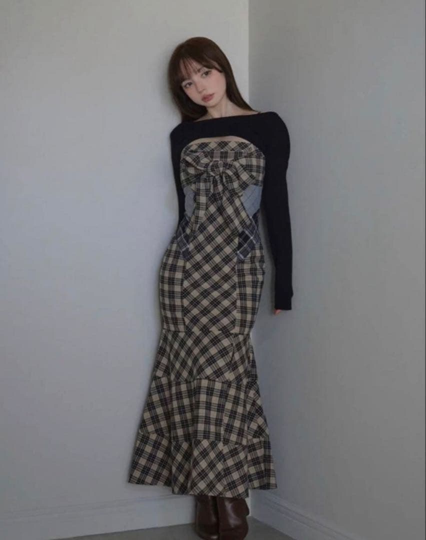 andmary Juni check dress beige Mサイズ