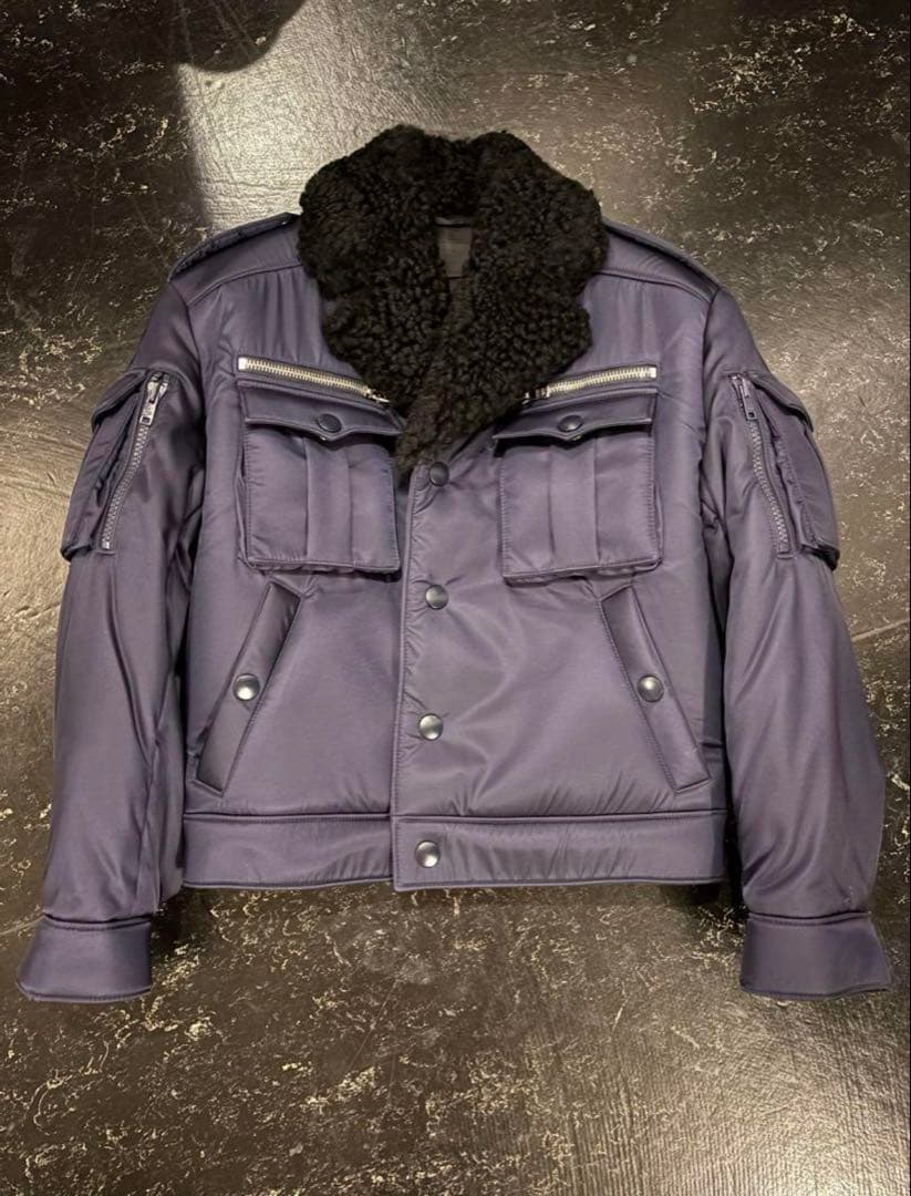PRADA 2019AW ミリタリー ナイロン ブルゾン46 ネイビー