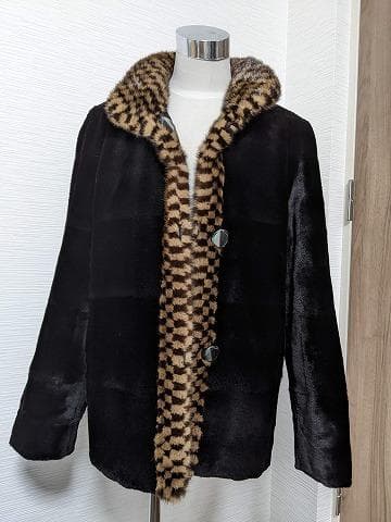 A893　シェアードウィーゼル　ミンク　毛皮　リバーシブル　リアルファーコート