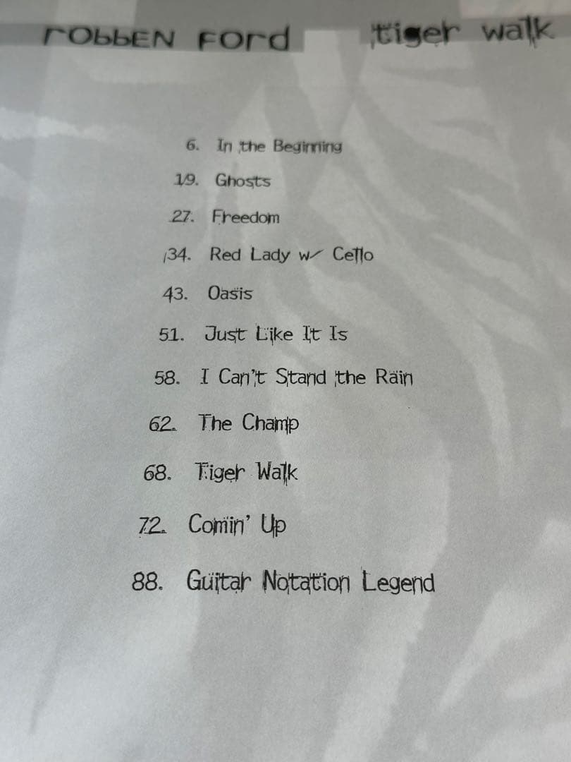 Robben Ford Tiger Walk ギターTAB譜 楽譜 洋書 希少