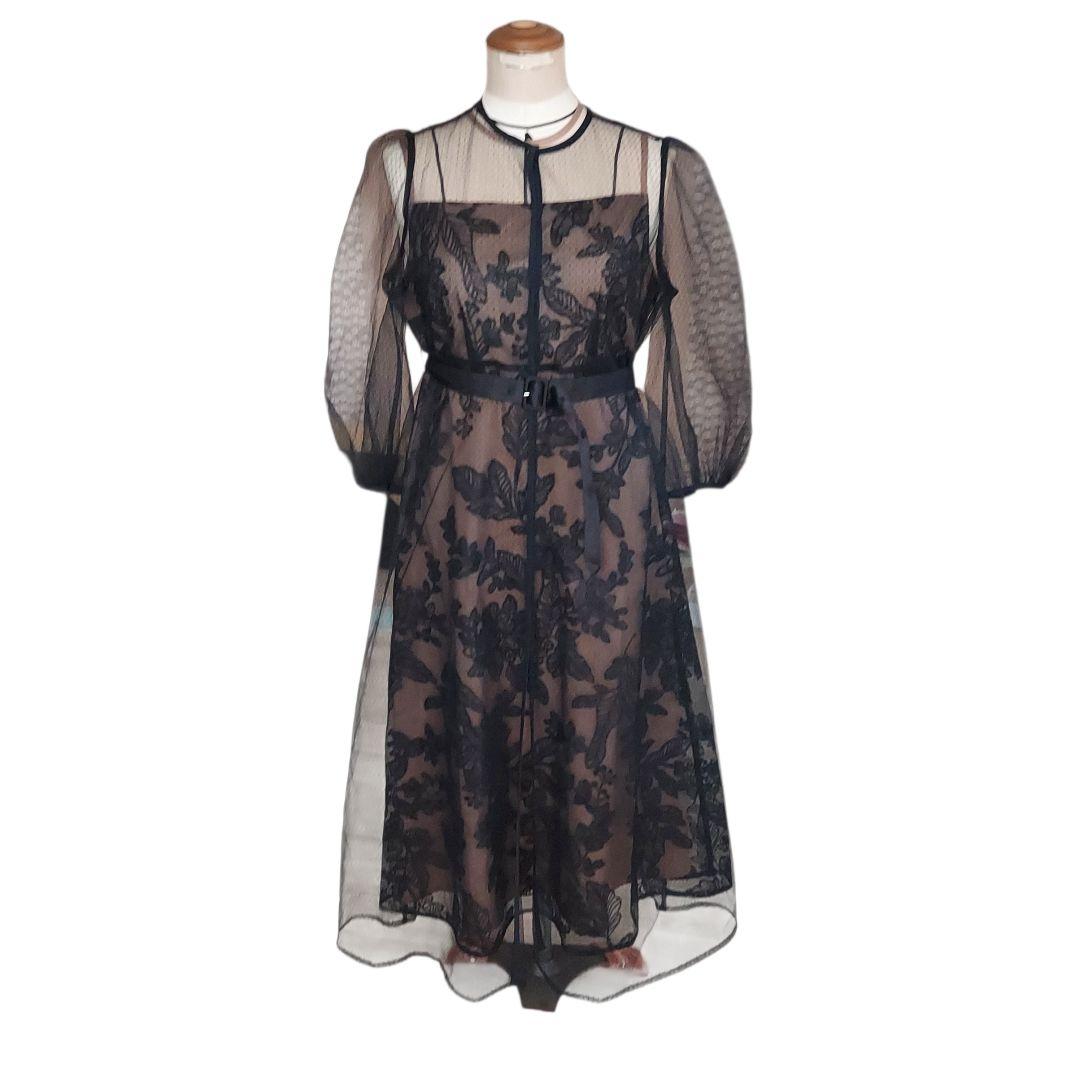 美品✨Leja チュールパイピングワンピース　２点セット　ブラック系　М