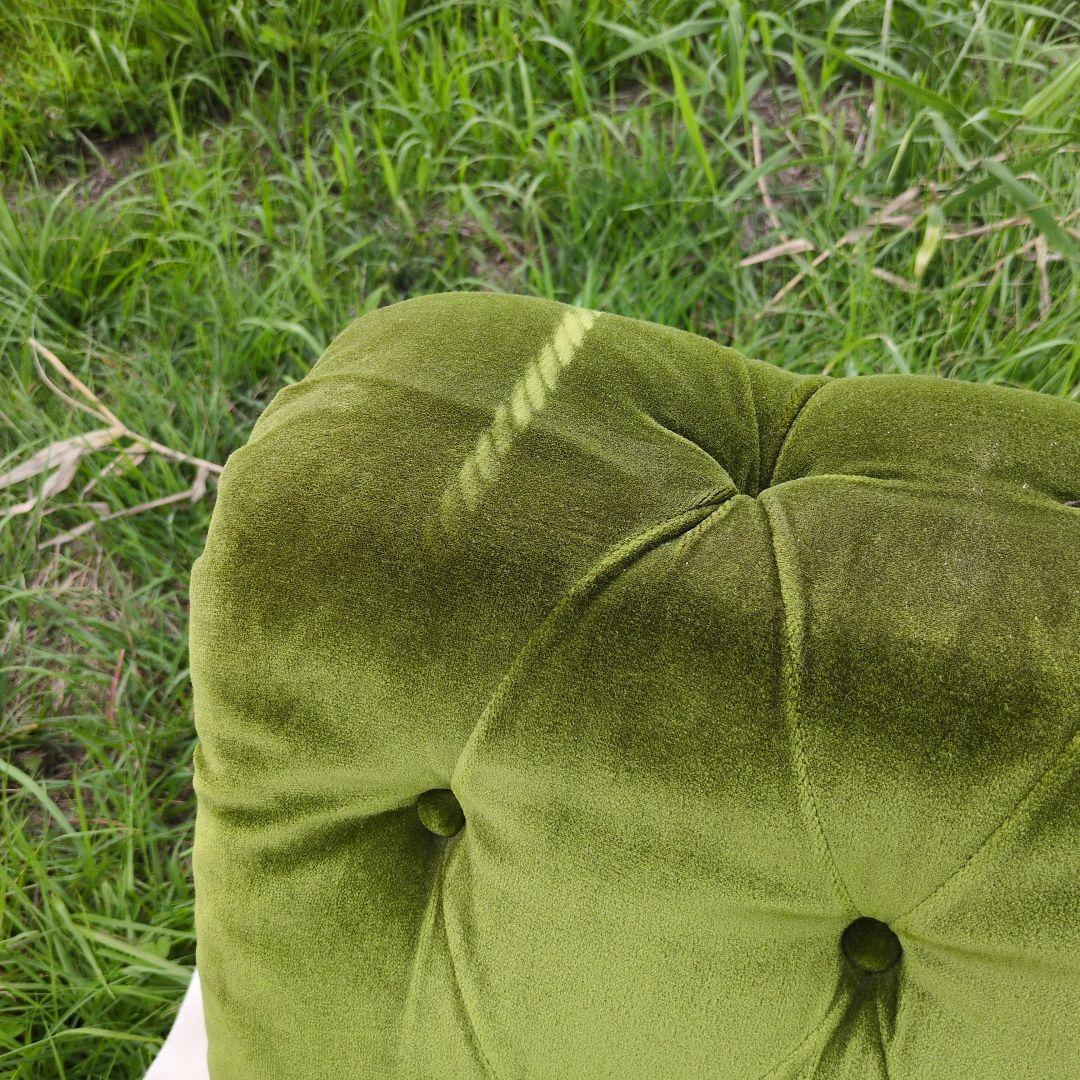 昭和レトロ オールド カリモク グリーン モケット 1人掛け ソファ③ベルベット