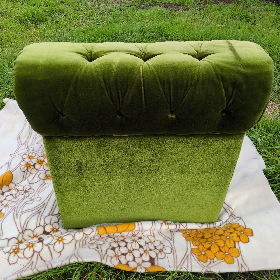 昭和レトロ オールド カリモク グリーン モケット 1人掛け ソファ③ベルベット