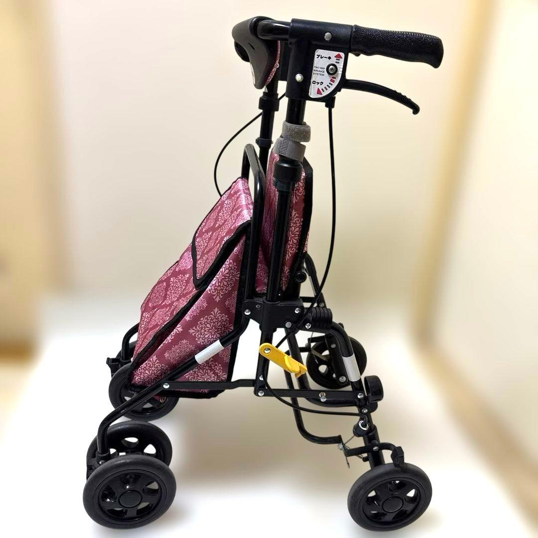 島製作所　エアウォーカー　ピンク　保冷バック＆椅子付き　シルバーカート