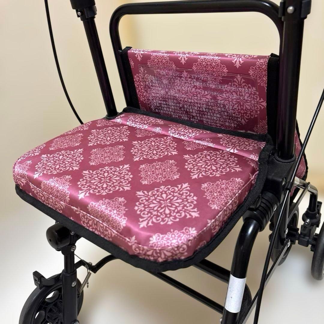 島製作所　エアウォーカー　ピンク　保冷バック＆椅子付き　シルバーカート