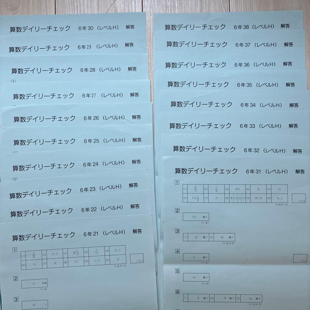 サピックス6年 算数デイリーチェック レベルH