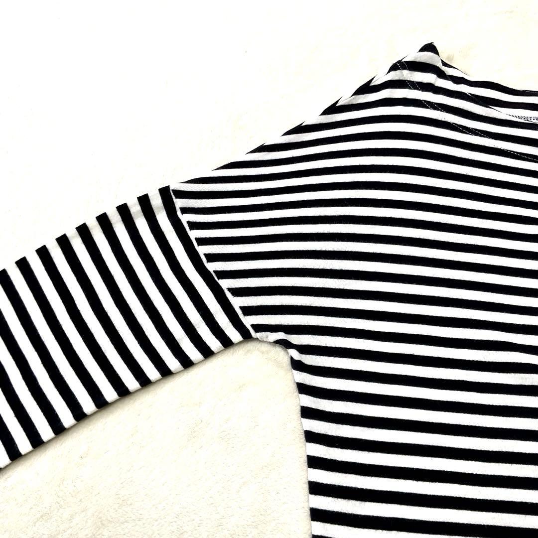 エリコ マディソンブルー ロングスリーブボーダーカットソー ロゴワッペン