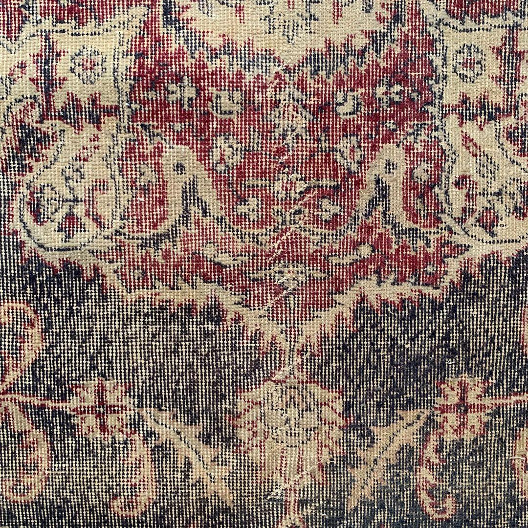 大判　ロング　251×112 トルコヴィンテージラグ　インディゴ　ローズレッド