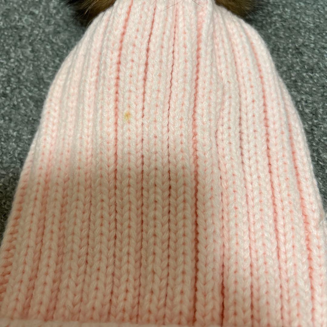 CHANEL ピンク ニット帽 ファー付き