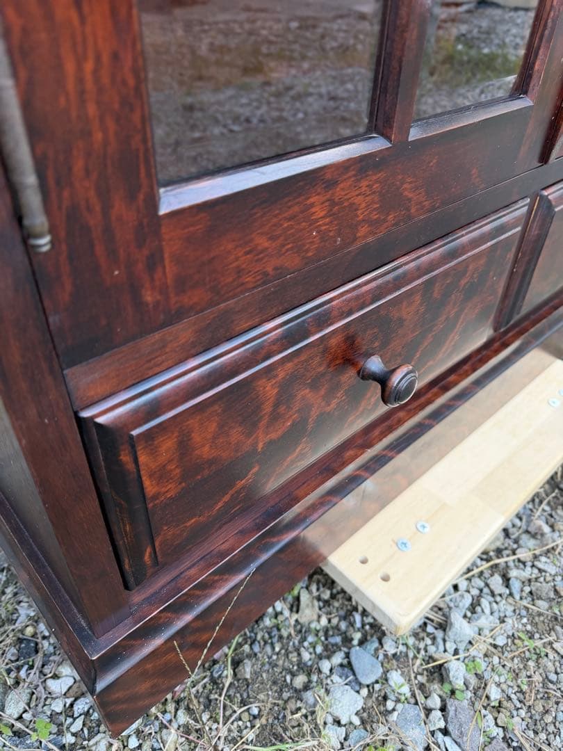 書棚 900 ふらの 観音開き 樺材 北海道民芸家具 ダークブラウン