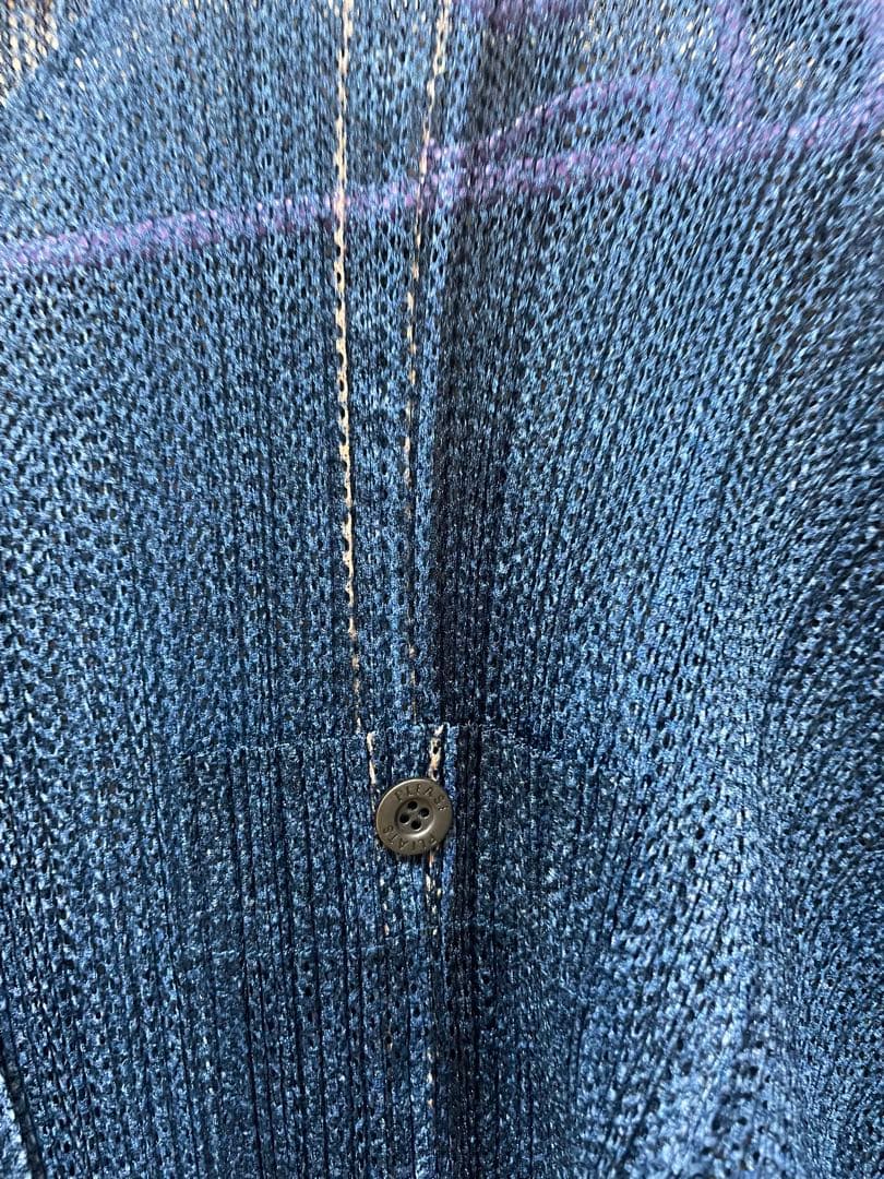 issey miyake プリーツプリーズ　デニム　プリーツカーディガン