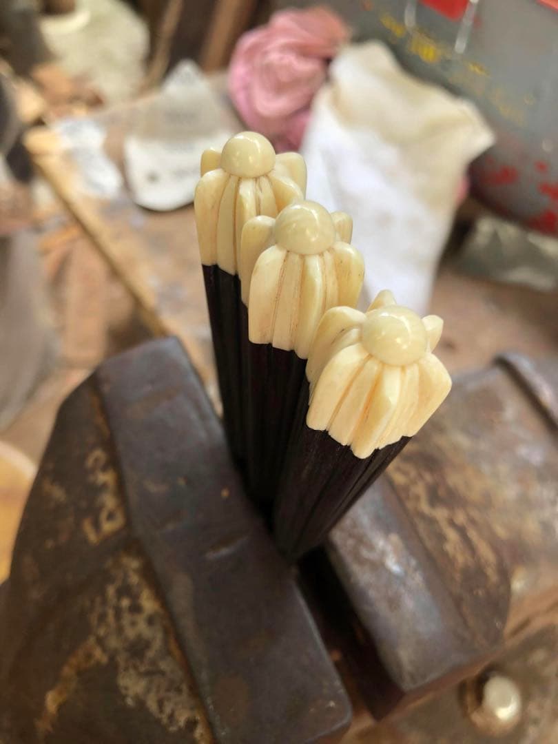 沖縄三線 黒木・天然牙製高級カラクイ3本セット