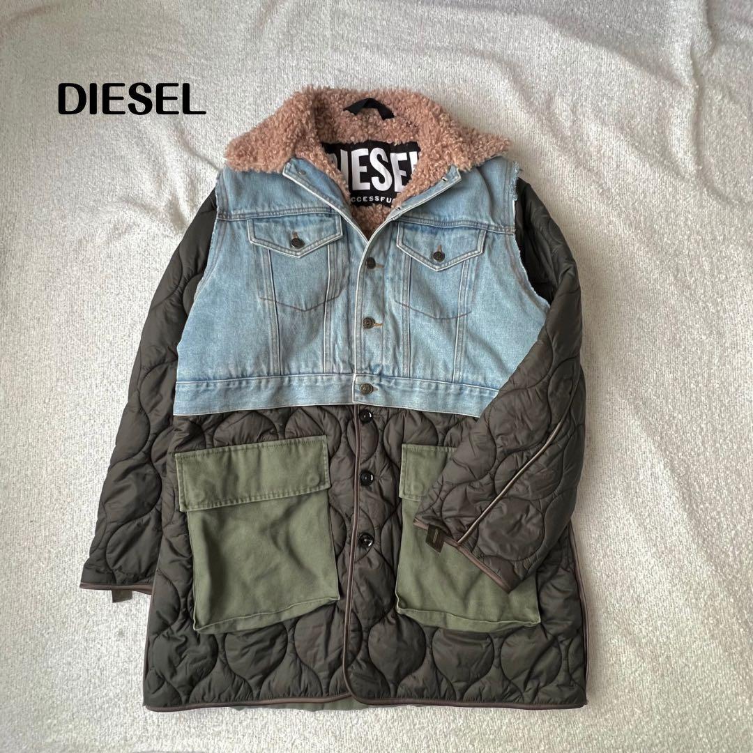 【美品】DIESEL 2wayキルティング切替デニムジャケットボア ユニセックス