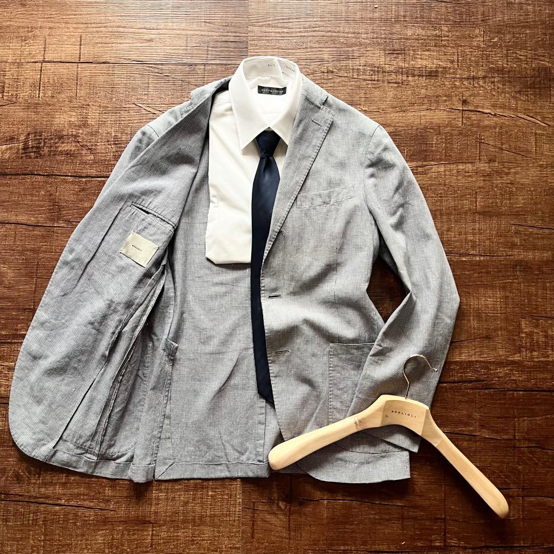 <美品>BOGLIOLI dover ネイビー コットンリネン　ジャケット 44