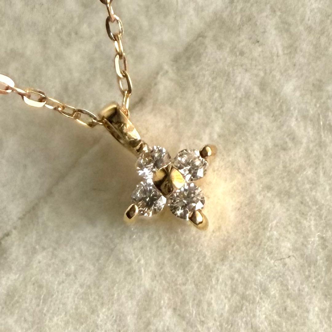 ete エテ レイヤード K18YG ダイヤモンド フローレット ネックレス