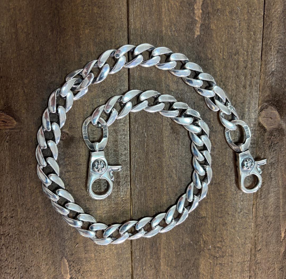 ★QBKA　ウォレットチェーン　ウォレット用プレーン　シルバーチェーン