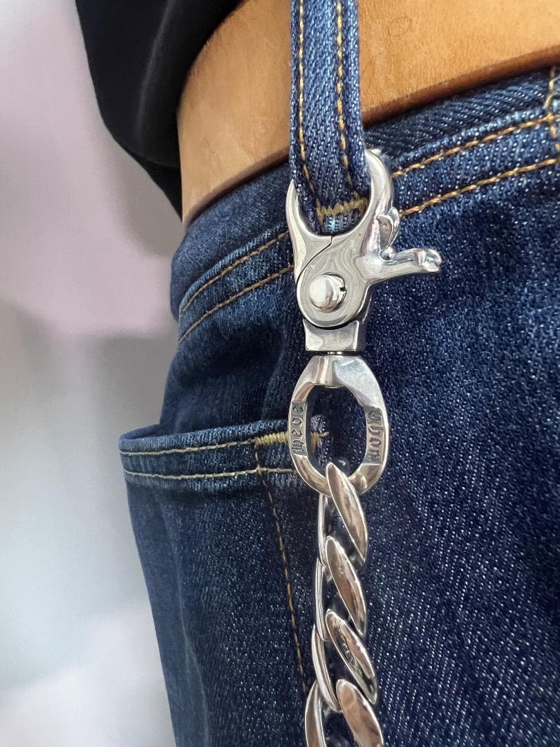 ★QBKA　ウォレットチェーン　ウォレット用プレーン　シルバーチェーン