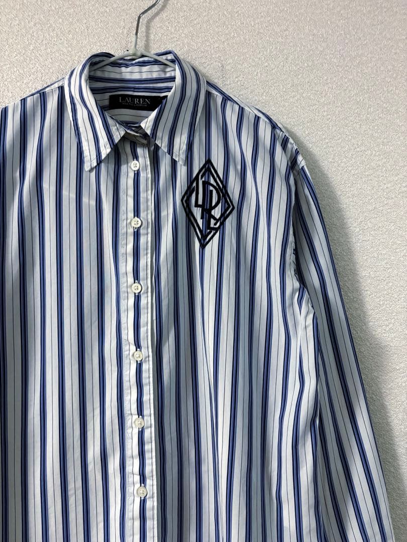 LAUREN RALPH LAUREN ストライプシャツ　刺繍　XS