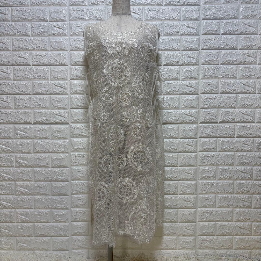 NE Quittez PAS 刺繍入りホワイトノースリーブワンピース【1232】