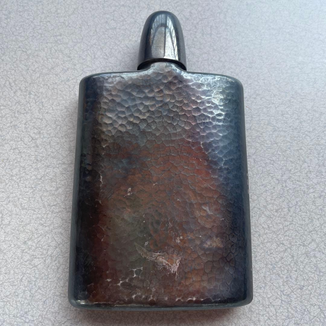 SILVER 刻印 シルバー 銀製 スキットル ウィスキーボトル ハンマード