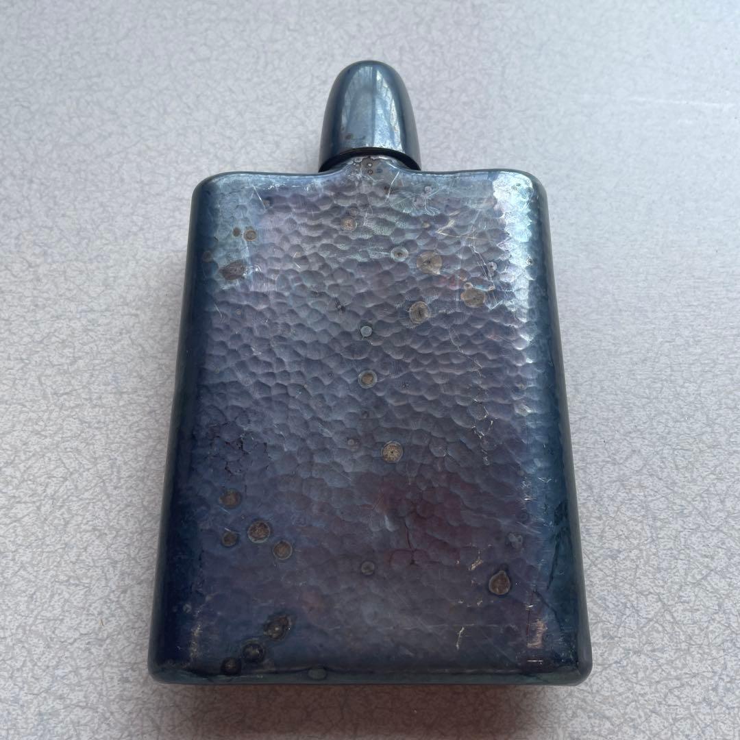 SILVER 刻印 シルバー 銀製 スキットル ウィスキーボトル ハンマード