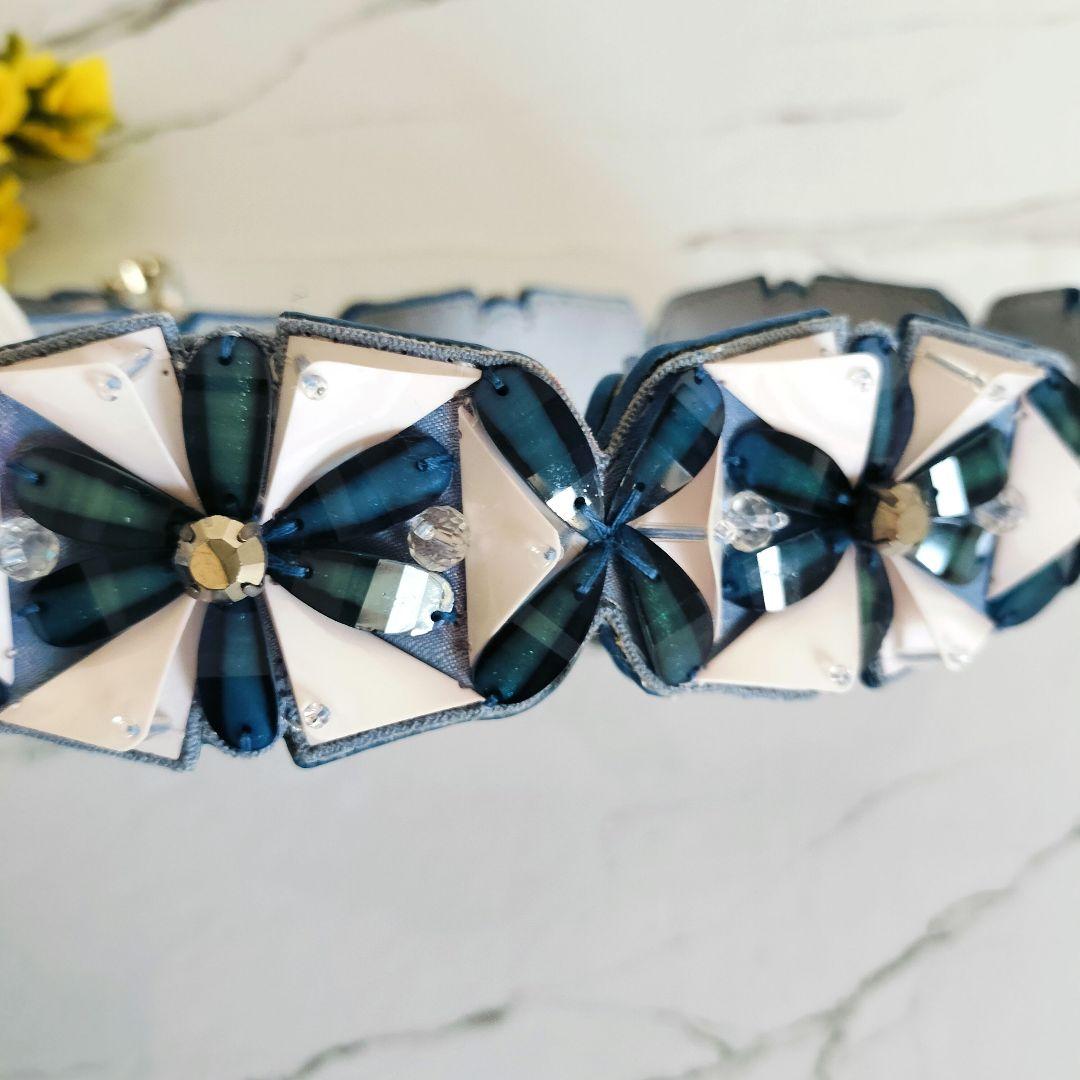 美品☆FENDI フェンディ☆ストラップユー ブルー×ホワイト ラインストーン